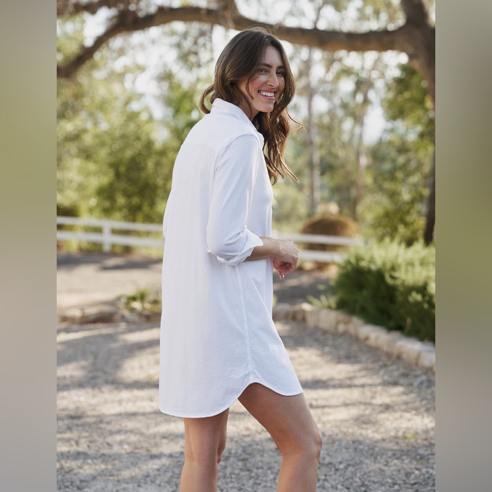 Frank & Eileen White Buttoned Midi Shirt Dress